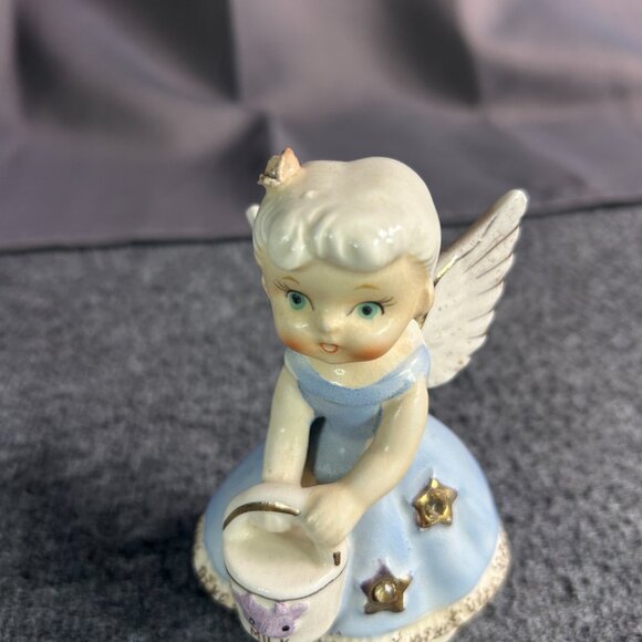 Vtg Taurus Zodiac Angel Nippon Yoko Boeki Birthday Rhinestone Star Figurine - Picture 4 of 11